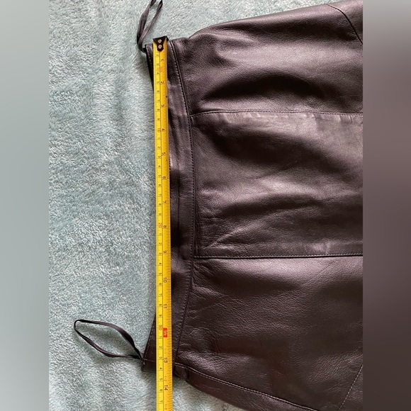 Leather Skirt Black Mini Vintage Real Genuine Leather - Picture 5 of 12